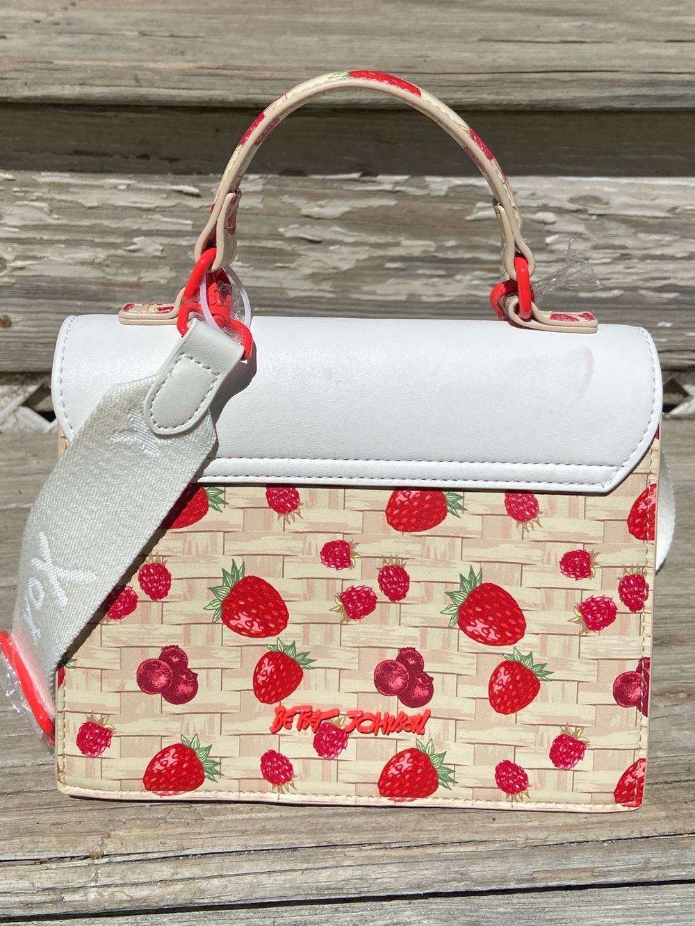 New! Betsey Johnson Strawberry Satchel Crossbody Bag - Picture 5 of 9